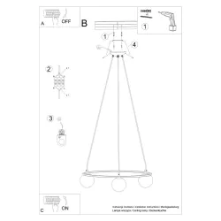 Oswietlenie-sufitowe - czarny żyrandol yoli 3 g9 sl.1213 sollux lighting 