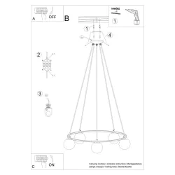 Oswietlenie-sufitowe - czarny żyrandol yoli 5 g9 sl.1214 sollux lighting 