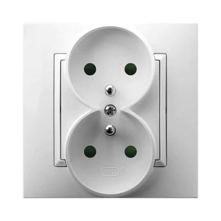 Gniazda-podwojne-podtynkowe - gniazdo podwójne z uziemieniem i przesłonami torów białe gp-2uzp/00 aria ospel 