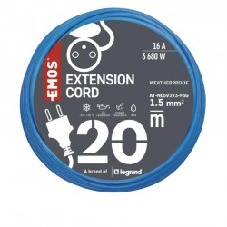 Przedluzacze-elektryczne - p01420w przedłużacz mrozoodporny 20m 1 gniazdo silikonowy niebieski ip44 1,5mm2 emos 