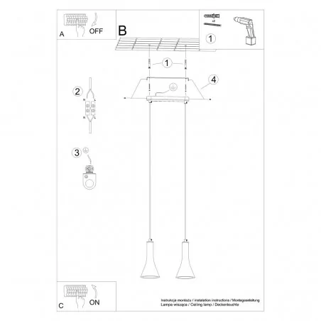 Oswietlenie-sufitowe - betonowa lampa wisząca rea 2 e14 sl.1224 sollux lighting 