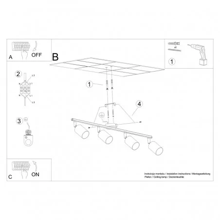 Oswietlenie-sufitowe - biała listwa sufitowa lemmi 4xgu10 sl.1227 sollux lighting 