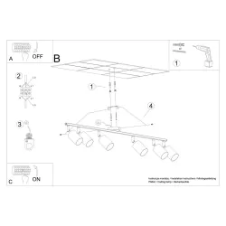 Oswietlenie-sufitowe - czarna listwa sufitowa lemmi 6xgu10 sl.1169 sollux lighting 