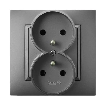 Gniazda-podwojne-podtynkowe - gniazdo podwójne z uziemieniem szary mat gp-2uz/70 aria ospel 