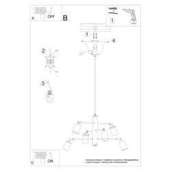 Oswietlenie-sufitowe - biały żyrandol lemmi 6xgu10 sl.1206 sollux lighting 