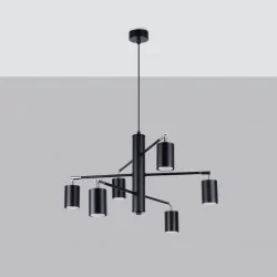 Oswietlenie-sufitowe - czarny żyrandol lemmi 6xgu10 sl.1207 sollux lighting 