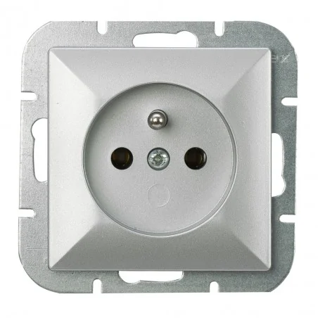 Gniazda-elektryczne - gniazdo pojedyncze podtynkowe srebne z uziemieniem pt-16p perła abex 
