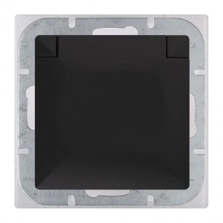 Gniazda-pojedyncze-podtynkowe - gniazdo pojedyncze bryzgoszczelne z czarną klapką pt-16ph perła abex 