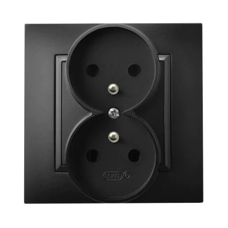 Gniazda-podwojne-podtynkowe - gniazdo podwójne z uziemieniem czarny metalik gp-2uz/33 aria ospel 