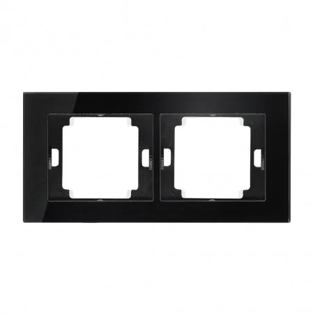 Ramki-podwojne - czarna szklana ramka podwójna pozioma onyx ra-2o abex 