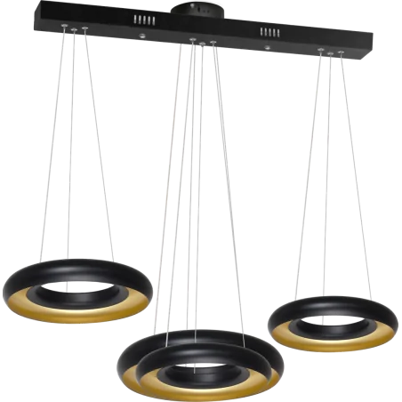 Lampy-sufitowe - potrójna lampa wisząca listwa czarno-złota led 36w 4000k rondo nero ml354 eko-light 