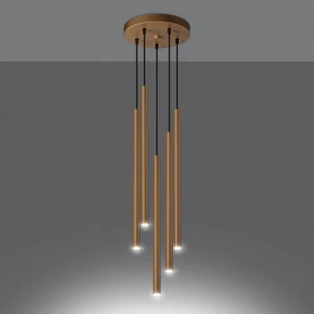 Oswietlenie-sufitowe - złota lampa wisząca pastelo 5xg9 sl.1174 sollux lighting 