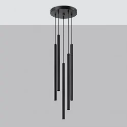 Oswietlenie-sufitowe - czarna lampa wisząca pastelo 5xg9 sl.1176 sollux lighting 
