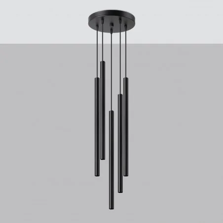 Oswietlenie-sufitowe - czarna lampa wisząca pastelo 5xg9 sl.1176 sollux lighting 
