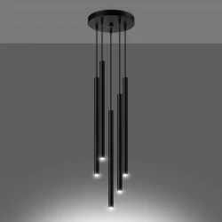 Oswietlenie-sufitowe - czarna lampa wisząca pastelo 5xg9 sl.1176 sollux lighting 