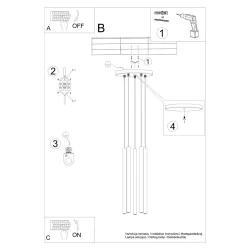Oswietlenie-sufitowe - czarna lampa wisząca pastelo 5xg9 sl.1176 sollux lighting 
