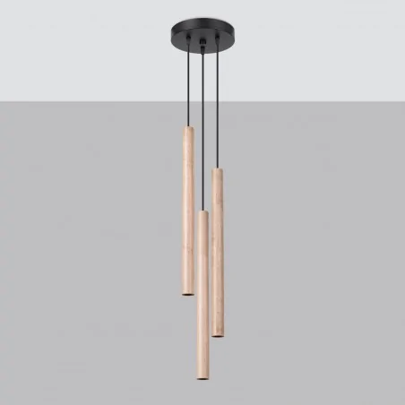 Oswietlenie-sufitowe - drewniana lampa wisząca pastelo 3xg9 sl.1268 sollux lighting 