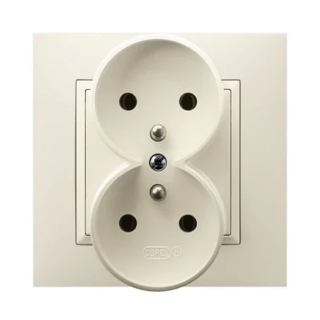 Gniazda-podwojne-podtynkowe - gniazdo podwójne z uziemieniem ecru gp-2uz/27 aria ospel 