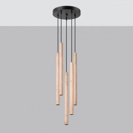 Oswietlenie-sufitowe - drewniana lampa wisząca pastelo 5xg9 sl.1270 sollux lighting 