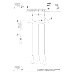 Oswietlenie-sufitowe - betonowa lampa wisząca rea 3xe14 sl.1225 sollux lighting 