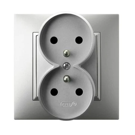 Gniazda-podwojne-podtynkowe - gniazdo podwójne z uziemieniem srebrne gp-2uz/18 aria ospel 