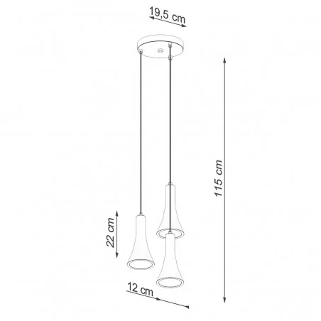 Oswietlenie-sufitowe - betonowa lampa wisząca rea 3xe14 sl.1226 sollux lighting 