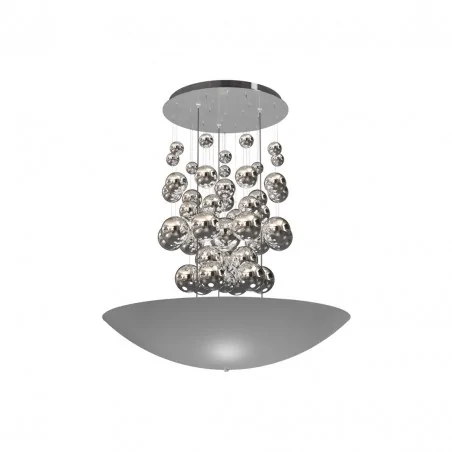 Lampy-sufitowe - lampa wisząca szara z kulkami led 42w 4000k perla silver ml858 eko-light 