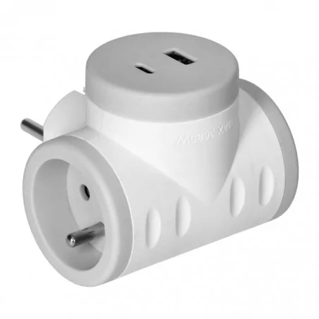 Rozgalezniki - or-ae-13281/g rozgałęźnik podwójny z szybką ładowarką usb-a i usb-c orno 