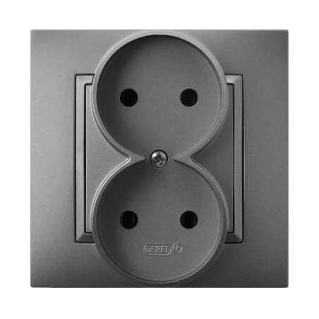 Gniazda-podwojne-podtynkowe - gniazdo podwójne podtynkowe szare matowe gp-2u/70 aria ospel 