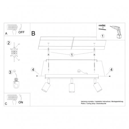 Oswietlenie-sufitowe - biały plafon verdo 3xgu10 sl.1288 sollux lighting 