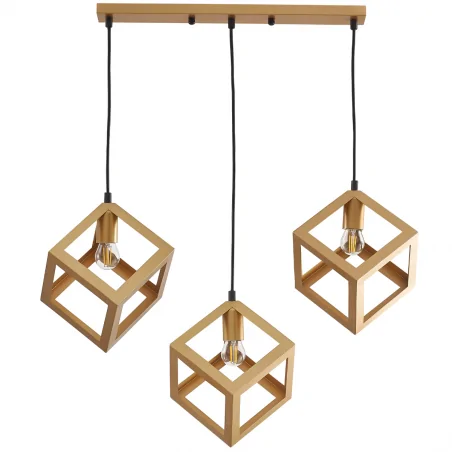 Lampy-sufitowe - geometryczna lampa wiszące złote sześciany 3x20w e27 sweden 3 polux 