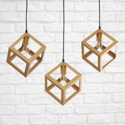 Lampy-sufitowe - geometryczna lampa wiszące złote sześciany 3x20w e27 sweden 3 polux 