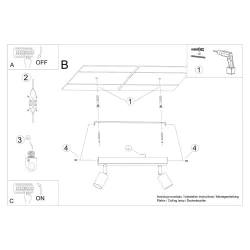 Oswietlenie-sufitowe - czarny plafon verdo 2xgu10 sl.1291 sollux lighting 