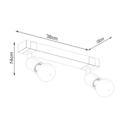 Oswietlenie-sufitowe - nowoczesny czarny plafon zuca 2ze27 sl.1296 sollux lighting 