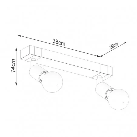 Oswietlenie-sufitowe - nowoczesny czarny plafon zuca 2ze27 sl.1296 sollux lighting 