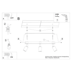 Oswietlenie-sufitowe - nowoczesny czarny plafon zuca 3xe27 sl.1297 sollux lighting 