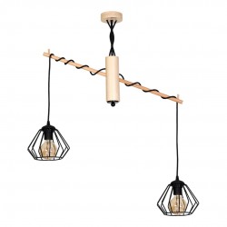 Lampy-sufitowe - podwójna lampa wisząca loft 2xe27 woody black mlp281 eko-light