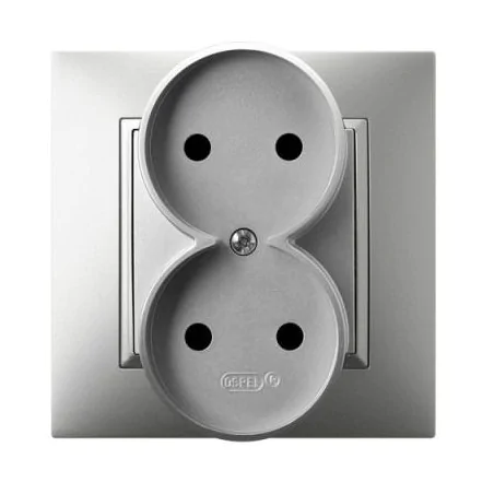 Gniazda-podwojne-podtynkowe - kontakt elektryczny podwójny srebrny gp-2u/18 aria ospel 