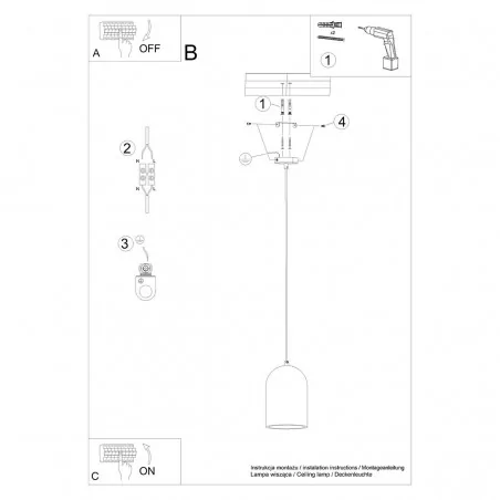 Oswietlenie-sufitowe - betonowa lampa wisząca nimis e27 sl.1306 sollux lighting 
