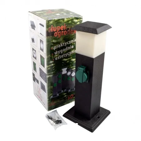 Slupki-ogrodowe - so-03 słupek ogrodowy dwa gniazda 2x230v z lampą e14 15w rum-lux 