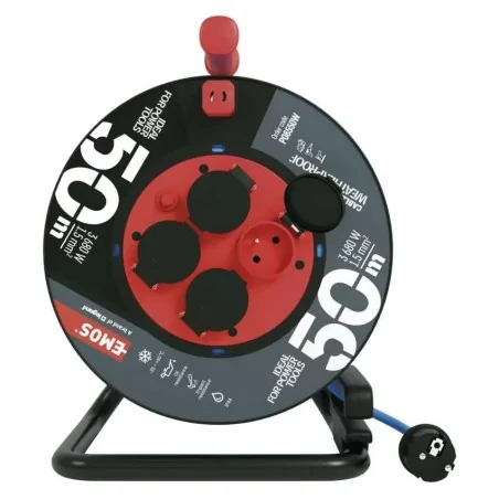 Przedluzacze-bebnowe - p08550w przedłużacz mrozoodporny niebieski zwijany bębnowy 4 gniazda ip44 3x1,5 50m emos 