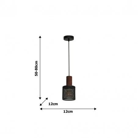 Lampy-sufitowe - oświetlenie wiszące czarne-drewniane 1xe27 ares black mlp3724 eko-light 