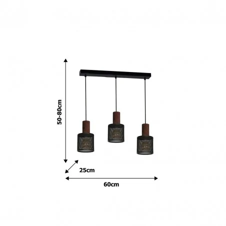 Lampy-sufitowe - potrójna lampa wisząca - listwa 3xe27 60cm ares black mlp3726 eko-light 