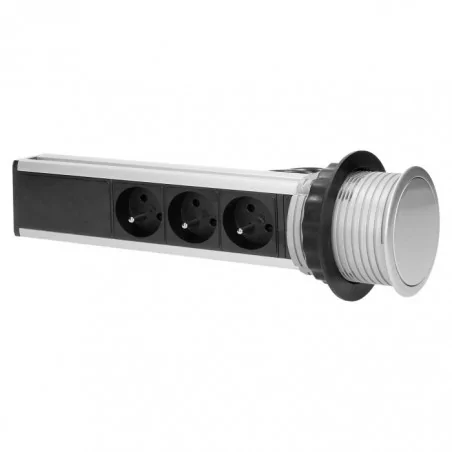 Gniazda-meblowe - gniazdo meblowe potrójne wysuwane z blatu z ładowarką usb i przewodem 1,8m 3x2p+z inox fs-17 orno 