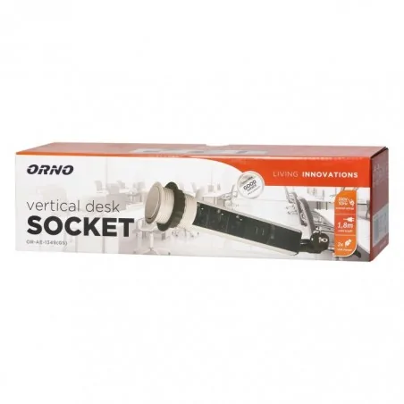 Gniazda-meblowe - srebrne gniazdo blatowe wysuwane z ładowarką usb i przewodem uziemienie schuko z or-ae-1349 orno 