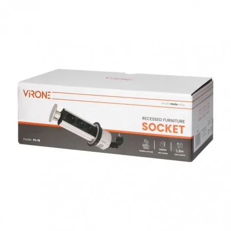 Gniazda-meblowe - gniazdo meblowe potrójne srebrne wysuwane z blatu z przewodem 1,8m 3x2p+z fs-18 orno 