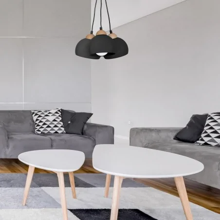 Lampy-sufitowe - lampa wisząca potrójna czarna 3xe27 dama black mlp6580 eko-light 