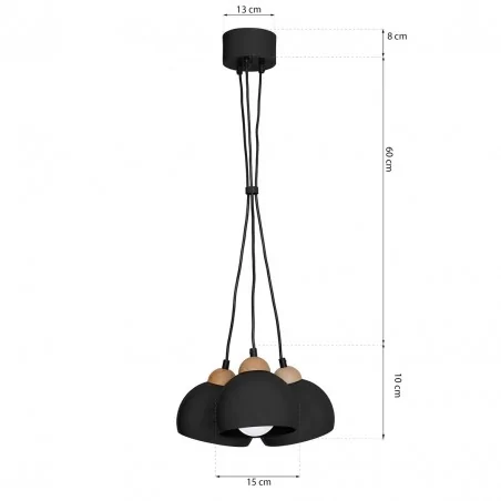 Lampy-sufitowe - lampa wisząca potrójna czarna 3xe27 dama black mlp6580 eko-light 