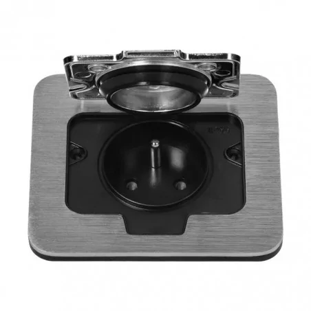 Gniazda-pojedyncze-podtynkowe - kwadratowe hermetyczne gniazdo elektryczne szczotkowane aluminium podtynkowe ip55 or-gm-9031 orno 