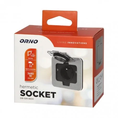 Gniazda-pojedyncze-podtynkowe - kwadratowe hermetyczne gniazdo elektryczne szczotkowane aluminium podtynkowe ip55 or-gm-9031 orno 